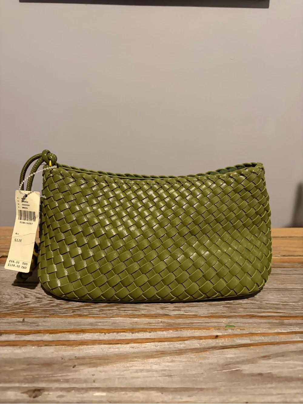 Anthropologie Calla Woven Crossbody Bag Green